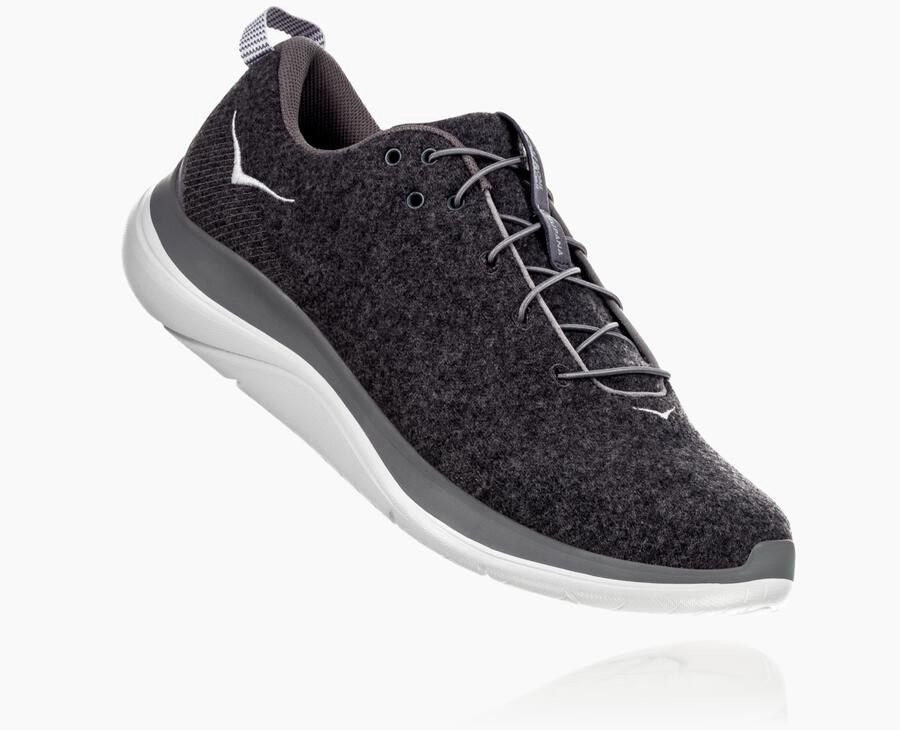 Hoka One One Koşu Ayakkabısı Erkek Gri - Hupana Flow Wool - VA9120648